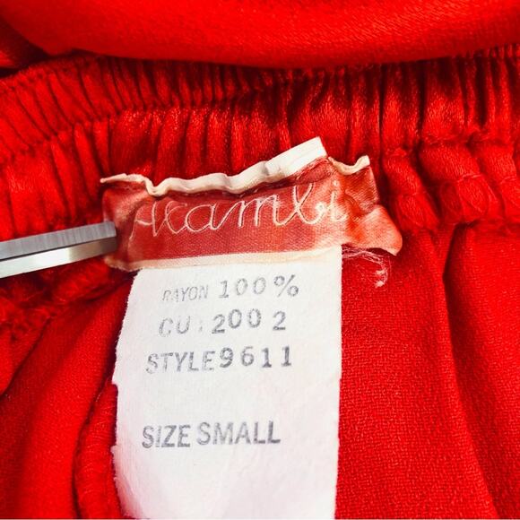 Alambic Red Asian Inspired Loungewear Set Pants and Open Front Tie Waist Robe - Picture 9 of 16